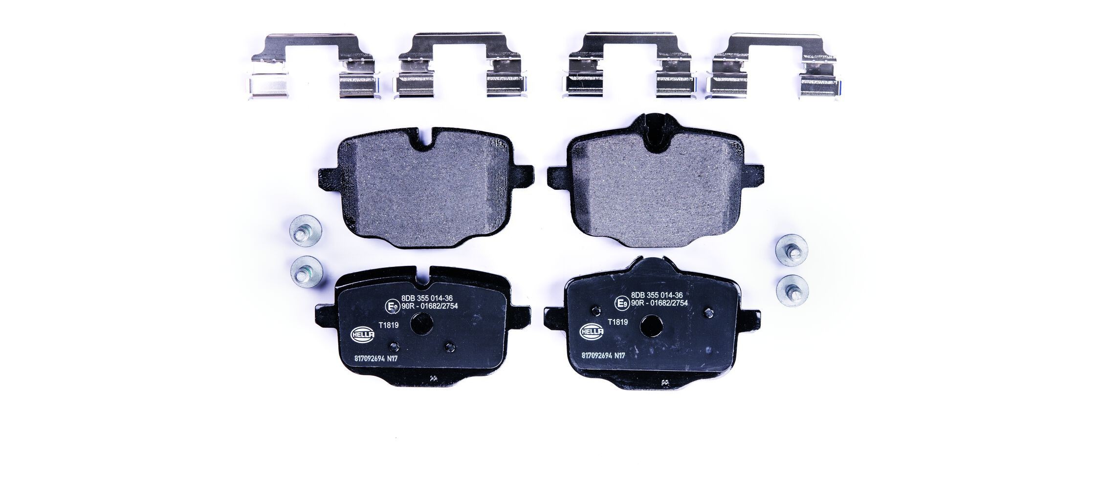 HELLA 8DB 355 014-361: Piduriklotsid koos lisadega, koos pidurisadula kruvidega