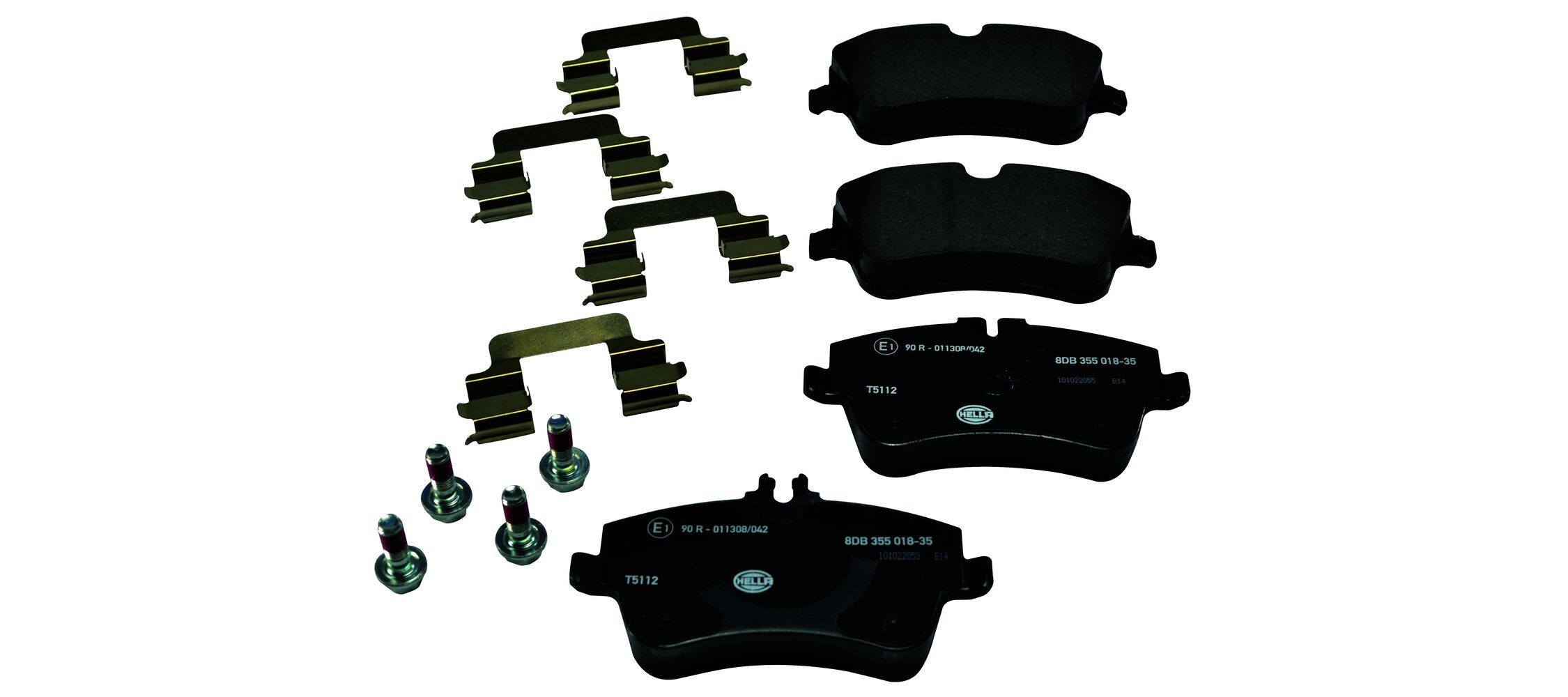 HELLA 8DB 355 018-351: Plaquettes de frein avec accessoires, avec vis d'étrier de frein