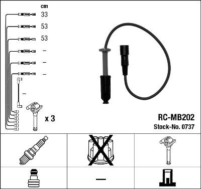 NGK 0737: Augstsprieguma vadu komplekts melns