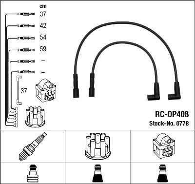 NGK 0778: Set cablaj aprinder negru
