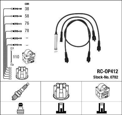 NGK 0782: Set cablaj aprinder negru
