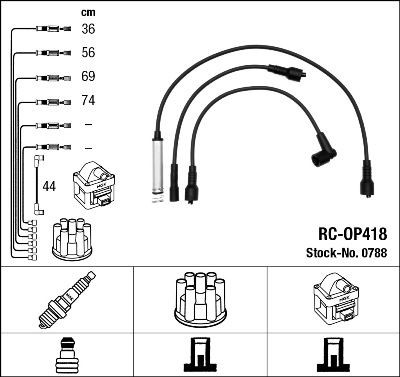NGK 0788: Set cablaj aprinder negru