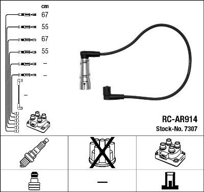 NGK 7307: Süütesüsteemikomplekt must