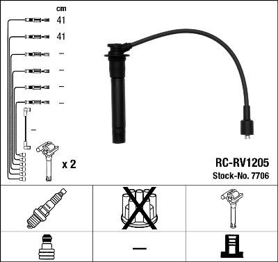 NGK 7706: Tändkabelsats svart