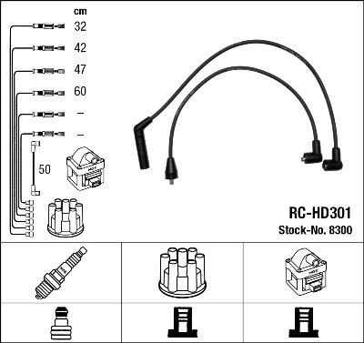 NGK 8300: Set cablaj aprinder negru