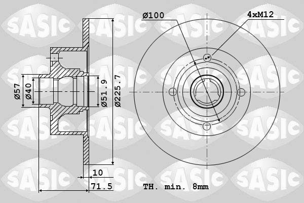 SASIC 9004358J: Piduriketas Tagasild, Ø: 226mm, täis, Ø: 226mm