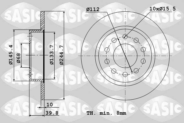 SASIC 9004803J: Piduriketas Tagasild, Ø: 245mm, täis, Ø: 245mm