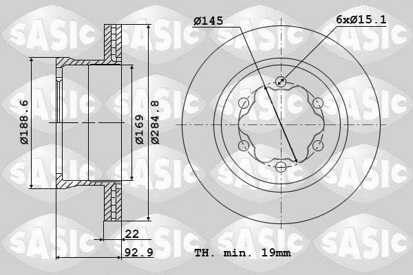 SASIC 9004843J: Piduriketas Tagasild, Ø: 285mm, õhutusega, Ø: 285mm