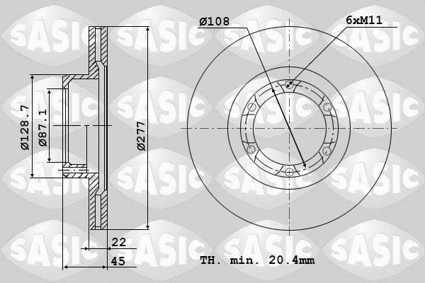 SASIC 9004849J: Piduriketas Esisild, Ø: 277mm, õhutusega, Ø: 277mm