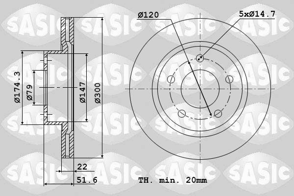 SASIC 9004910J: Piduriketas Esisild, Ø: 300mm, õhutusega, Ø: 300mm