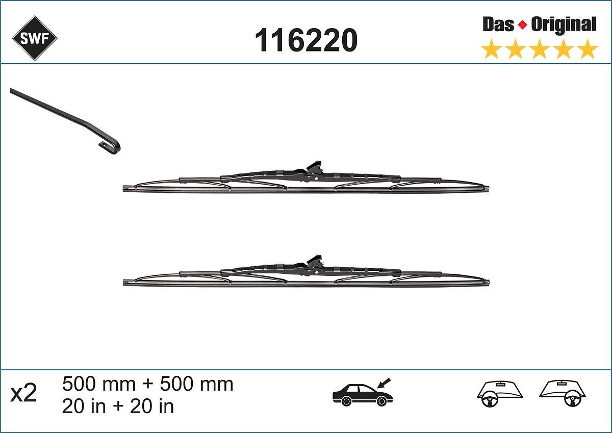 SWF 116220: Klaasipuhastaja ees, 500mm Original