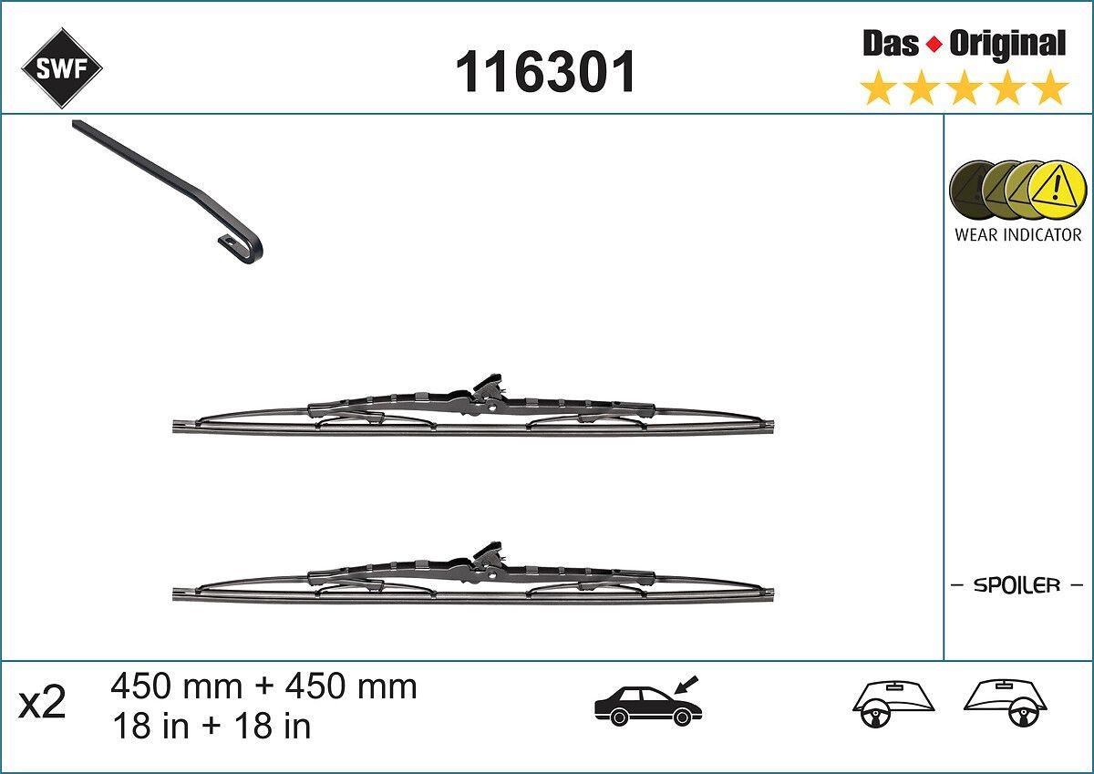 SWF 116301: Klaasipuhastaja ees, 450mm Original