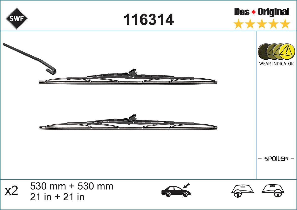 SWF 116314: Klaasipuhastaja ees, 530mm Original