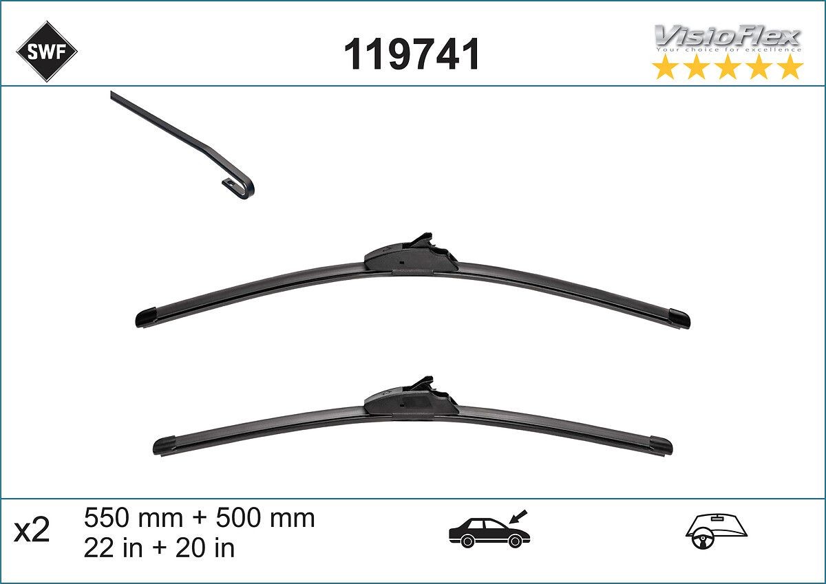 SWF 119741: Klaasipuhastaja ees, 550mm VisioFlex