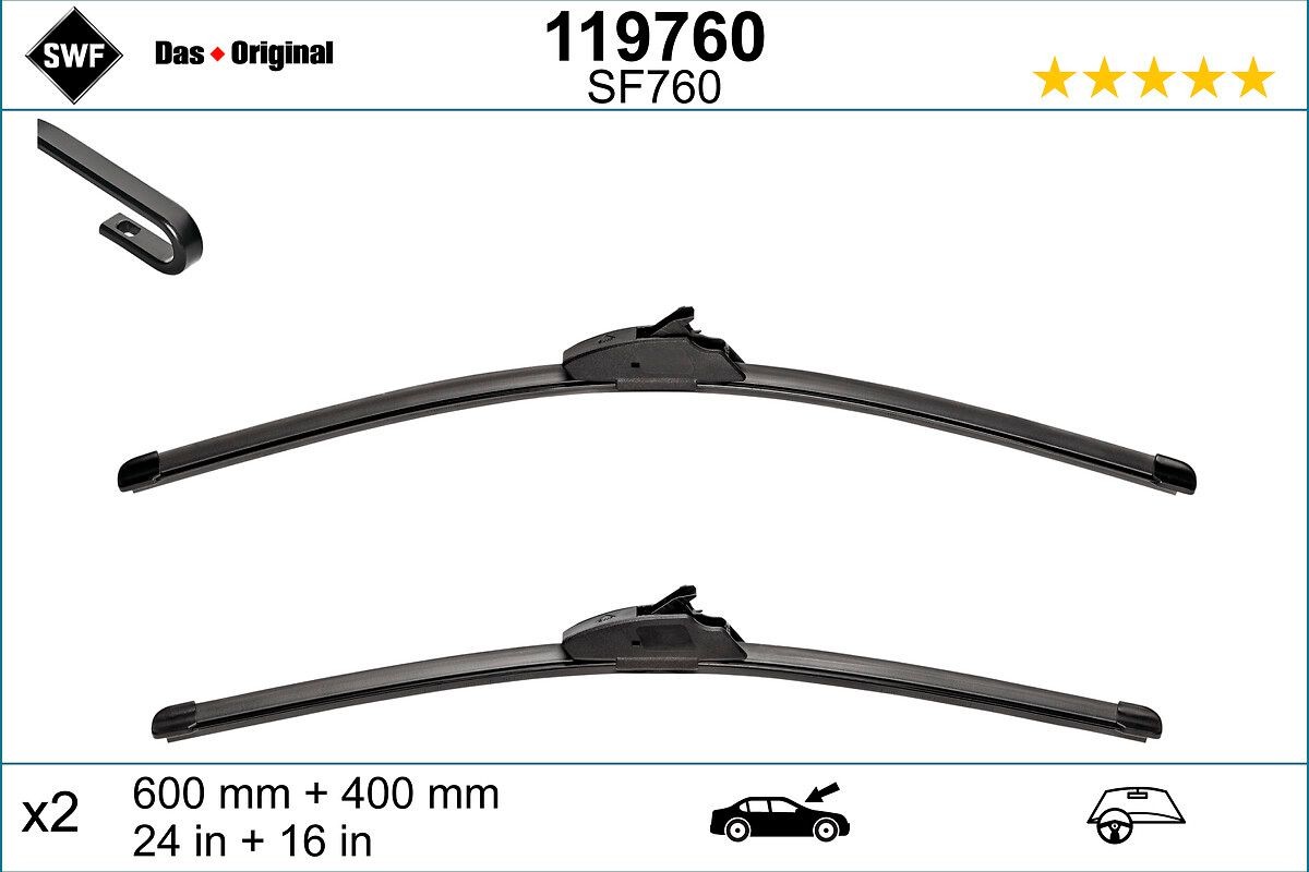 SWF 119760: Tergicristalli anteriore, 600mm VisioFlex