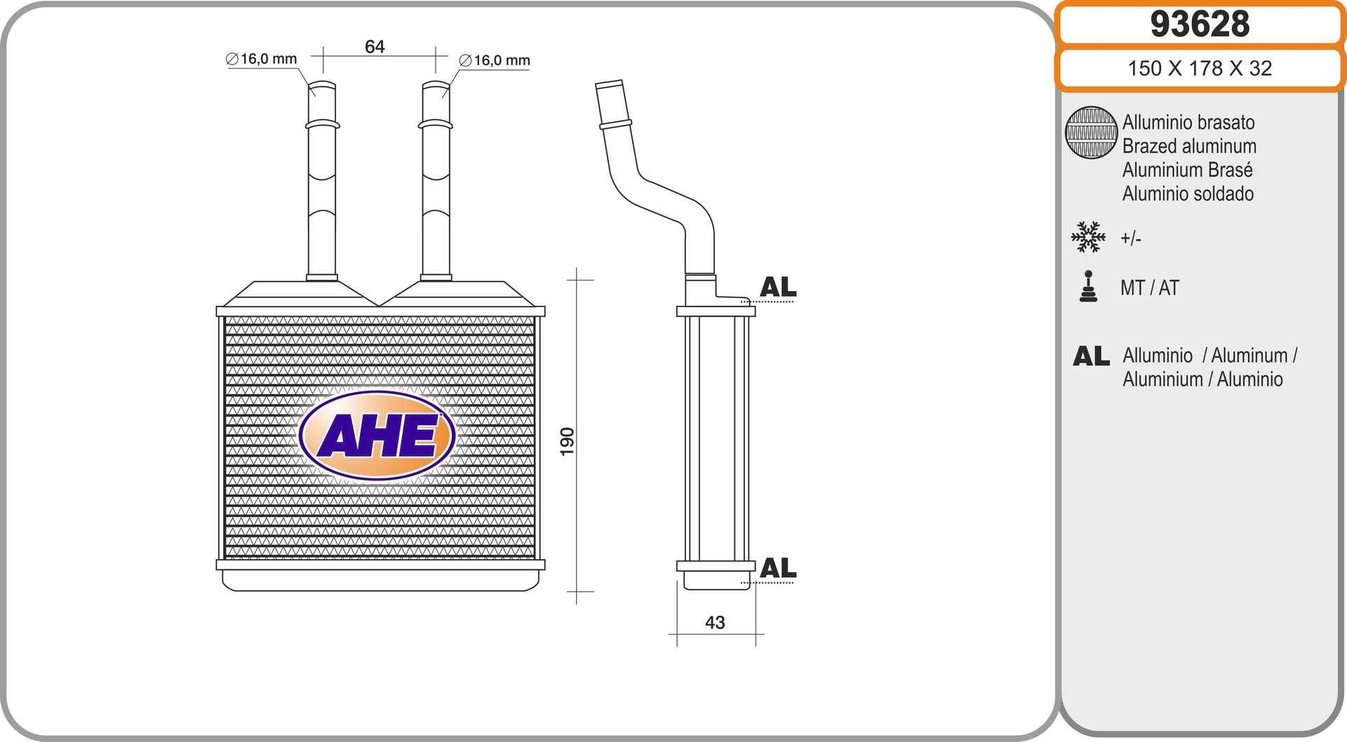 AHE 93628: Schimbator caldura, incalzire habitaclu