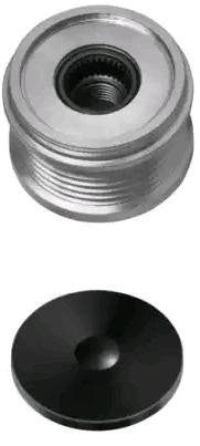 HELLA 9XU 358 038-401: Poulie roue libre, alternateur avec cache