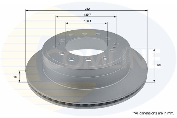 COMLINE ADC0185V: Piduriketas Comline Ø: 312mm, sisemine õhutus, Ø: 312mm, kaetud