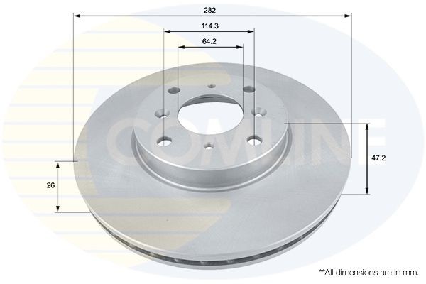COMLINE ADC0533V: Disc de frână Comline Ř: 282mm, ventilat interior, Ř: 282mm