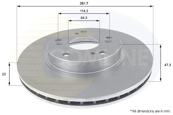 COMLINE ADC0544V: Piduriketas Comline Ø: 282mm, sisemine õhutus, Ø: 282mm, kaetud
