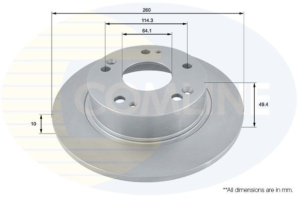 COMLINE ADC0549: Disc de frână Comline Ř: 260mm, plin, Ř: 260mm, acoperit (cu un strat protector)