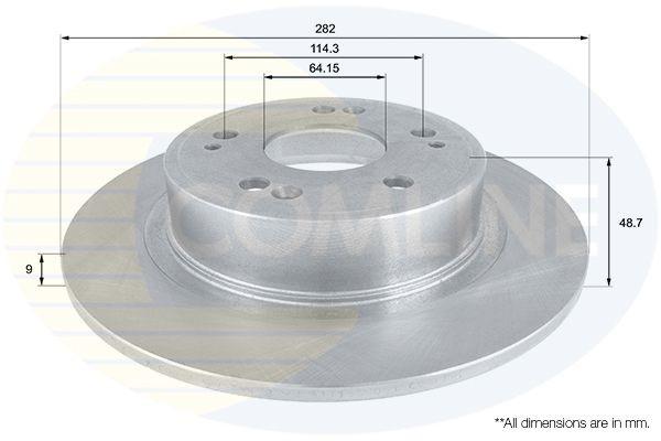 COMLINE ADC0559: Disc de frână Comline Ř: 282mm, plin, Ř: 282mm, acoperit (cu un strat protector)