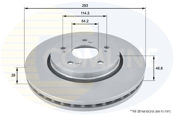 COMLINE ADC0560V: Disc de frână Comline Ř: 293mm, ventilat interior, Ř: 293mm, acoperit (cu un strat protector)