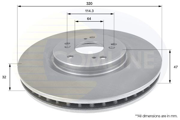 COMLINE ADC0566V: Piduriketas Comline Ø: 320mm, sisemine õhutus, Ø: 320mm, kaetud