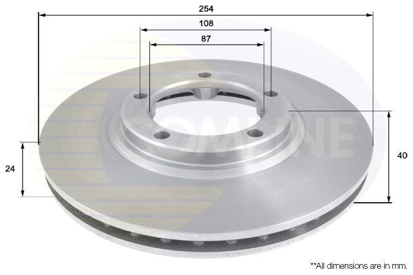 COMLINE ADC1040V: Disc de frână Comline Ř: 254mm, ventilat interior, Ř: 254mm, acoperit (cu un strat protector)