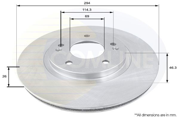 COMLINE ADC1050V: Piduriketas Comline Ø: 294mm, sisemine õhutus, Ø: 294mm