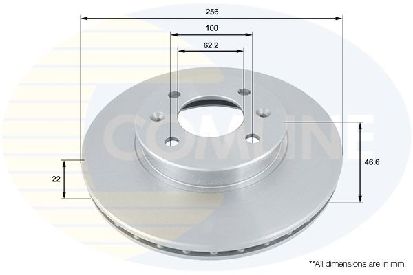COMLINE ADC1077V: Bremžu diski Comline Ø: 256mm, ar iekšējo ventilāciju, Ø: 256mm, pārklāts