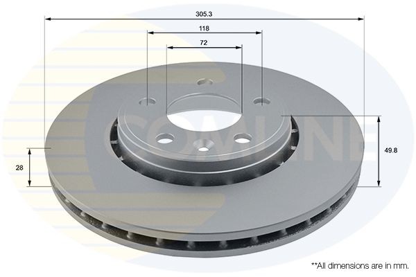 COMLINE ADC1110V: Piduriketas Comline Ø: 305mm, sisemine õhutus, Ø: 305mm, kaetud