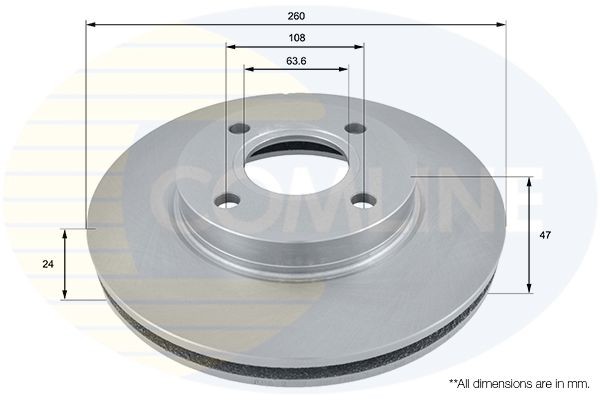 COMLINE ADC1202V: Piduriketas Comline Ø: 260mm, sisemine õhutus, Ø: 260mm