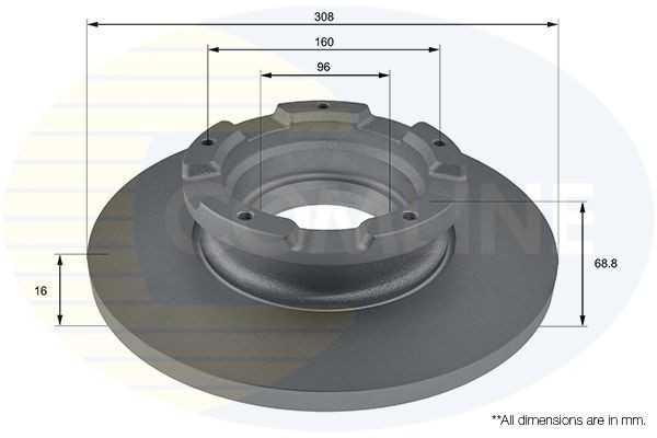 COMLINE ADC1264: Piduriketas Comline Ø: 308mm, täis, Ø: 308mm, kaetud, koos ABS-andurirõngaga