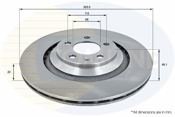 COMLINE ADC1491V: Piduriketas Comline Ø: 330mm, sisemine õhutus, Ø: 330mm, kaetud