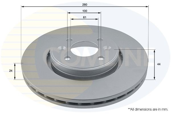 COMLINE ADC1517V: Piduriketas Comline Ø: 280mm, sisemine õhutus, Ø: 280mm, kaetud