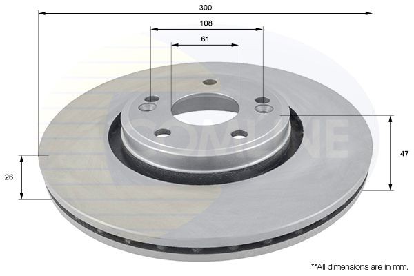 COMLINE ADC1537V: Piduriketas Comline Ø: 300mm, sisemine õhutus, Ø: 300mm, kaetud