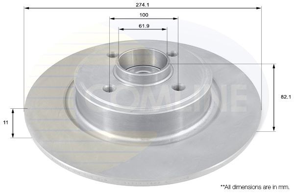 COMLINE ADC1540: Piduriketas Comline Ø: 274mm, täis, Ø: 274mm, kaetud, koos ABS-andurirõngaga, koos rattalaagriga