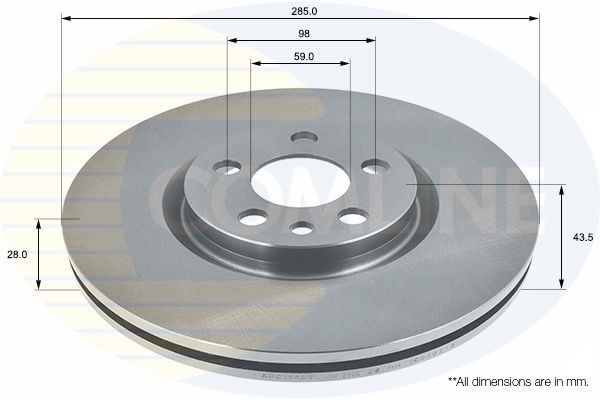 COMLINE ADC1546V: Piduriketas Comline Ø: 285mm, sisemine õhutus, Ø: 285mm, kaetud