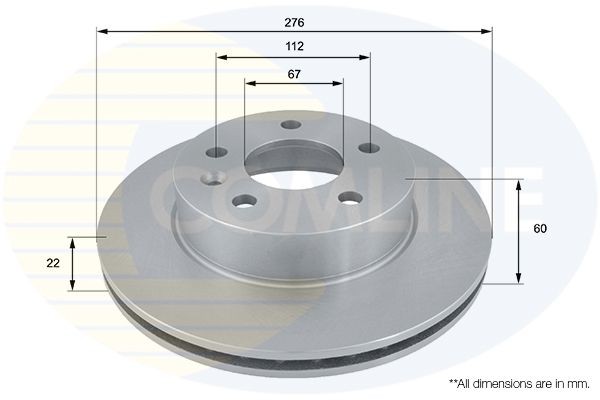 COMLINE ADC1608V: Piduriketas Comline Ø: 276mm, sisemine õhutus, Ø: 276mm, kaetud