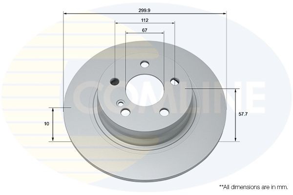 COMLINE ADC1663: Piduriketas Comline Ø: 300mm, täis, Ø: 300mm, kaetud, ilma rattakeskmeta