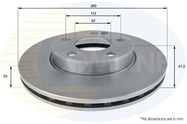 COMLINE ADC1671V: Piduriketas Comline Ø: 280mm, sisemine õhutus, Ø: 280mm, kaetud