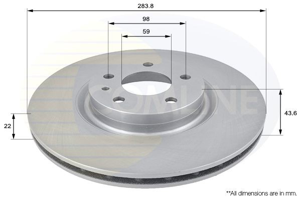COMLINE ADC1805V: Piduriketas Comline Ø: 284mm, sisemine õhutus, Ø: 284mm, kaetud