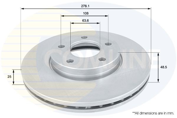 COMLINE ADC1912V: Piduriketas Comline Ø: 278mm, sisemine õhutus, Ø: 278mm, kaetud