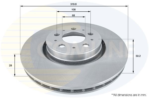 COMLINE ADC1925V: Piduriketas Comline Ø: 320mm, sisemine õhutus, Ø: 320mm, kaetud