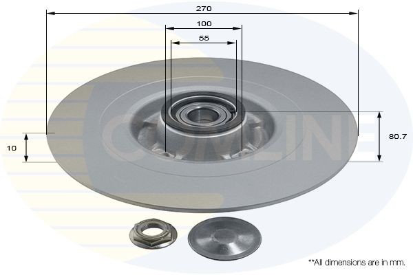 COMLINE ADC3003: Piduriketas Comline Ø: 270mm, täis, Ø: 270mm, kaetud, koos ABS-andurirõngaga, koos rattalaagriga
