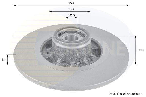 COMLINE ADC3009: Disc de frână Comline Ř: 274mm, plin, Ř: 274mm, acoperit (cu un strat protector), cu senzor ABS, cu rulment roata