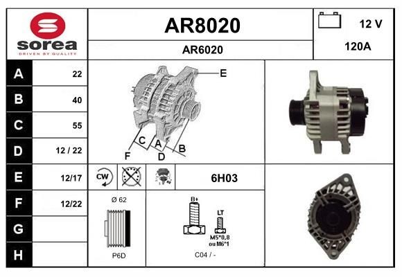 SNRA AR8020: Generaator 120A, koos integreeritud seadistajaga
