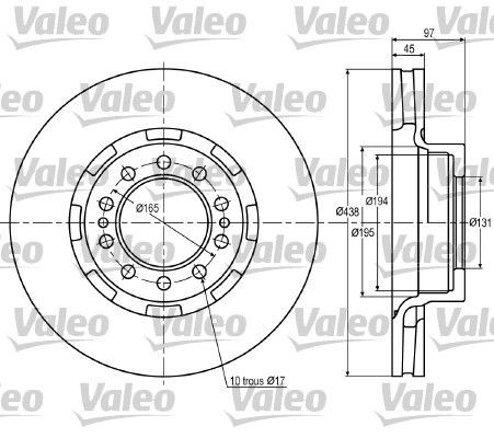 VALEO 187024: Piduriketas Esisild, Ø: 438mm, õhutusega, Ø: 438mm