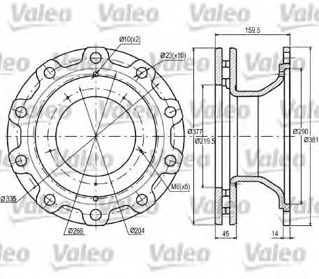 VALEO 187067: Piduriketas Esisild, Ø: 377mm, õhutusega, Ø: 377mm